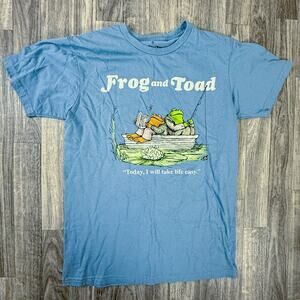 Frog and Toad Blue Graphic Tee Today I Will Take Life Easy Book Shirt S